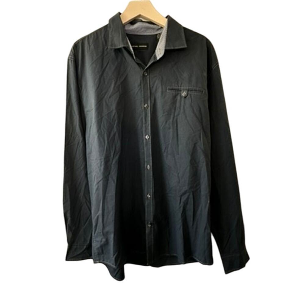 Michael Brandon Navy Blue Long Sleeve Button Up Shirt Men's XL